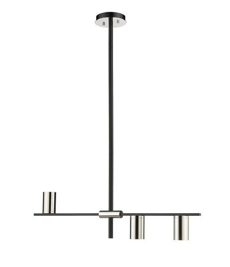 Calumet Three Light Linear Chandelier in Matte Black / Polished Nickel (224|814-3L-MB-PN)