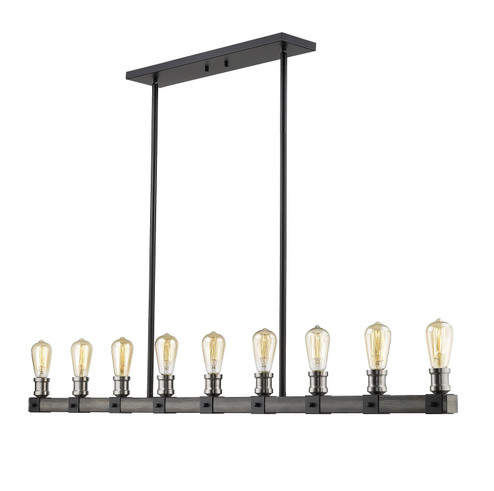 Kirkland Nine Light Linear Chandelier in Ashen Barnboard (224|472-9L-ABB)