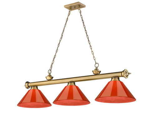 Cordon Three Light Billiard in Rubbed Brass (224|2306-3RB-ARBG)