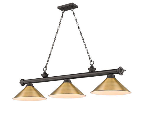 Cordon Three Light Billiard in Bronze (224|2306-3BRZ-RB15)