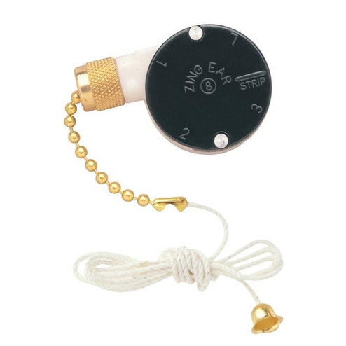 Pull Chain 3-Speed Fan Switch with Pull Chain Single Capacitor 4-Wire Unit in Polished Brass (88|7702100)