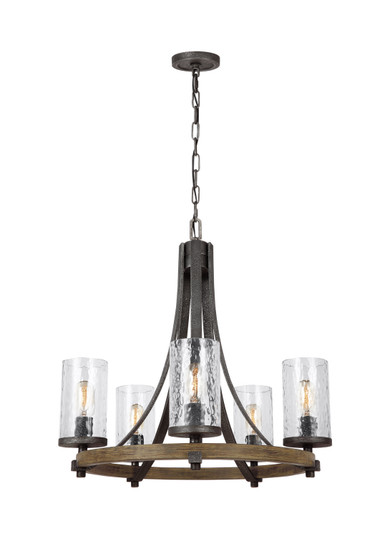 Angelo Five Light Chandelier in Distressed Weathered Oak / Slate Grey Metal (454|F3133/5DWK/SGM)