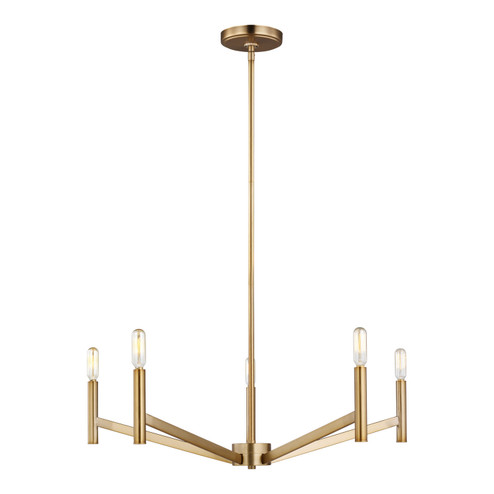 Vector Five Light Chandelier in Satin Brass (454|3124305EN-848)