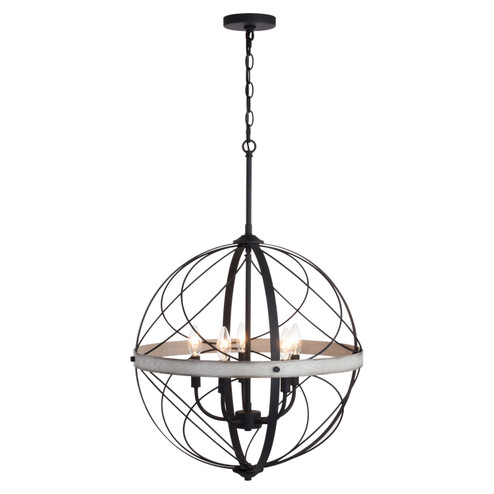 Montclare Five Light Pendant in Textured Black and White Ash (63|P0355)