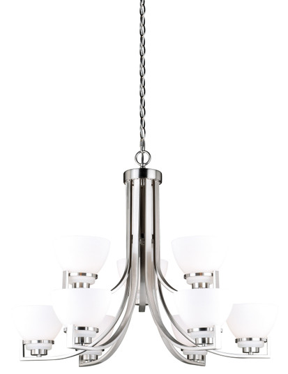 Metropolis Nine Light Chandelier in Satin Nickel (63|H0175)