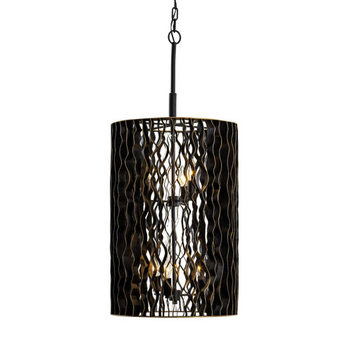 Estela Six Light Foyer Pendant in Matte Black/French Gold (137|380F06MBFG)