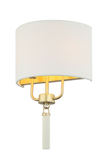 Secret Agent Two Light Wall Sconce in Painted Gold/White Leather (137|368W02GOW)