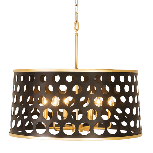 Bailey Six Light Pendant in Matte Black/French Gold (137|346P06MBFG)