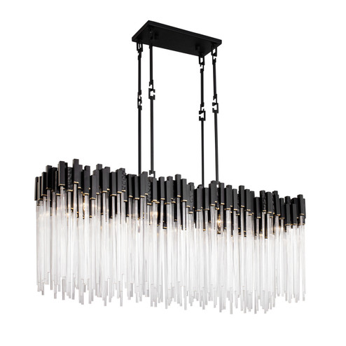 Matrix Eight Light Linear Pendant in Matte Black/French Gold (137|309N08MBFG)