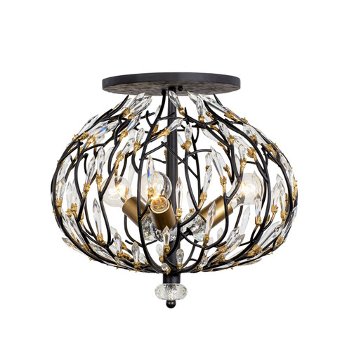 Bask Three Light Semi-Flush Mount in Matte Black/French Gold (137|271S03MBFG)