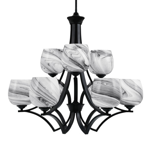 Zilo Nine Light Chandelier in Matte Black (200|569-MB-4819)