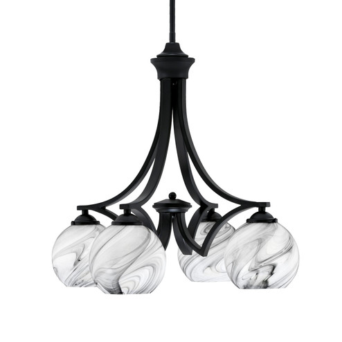 Zilo Four Light Chandelier in Matte Black (200|568-MB-4109)