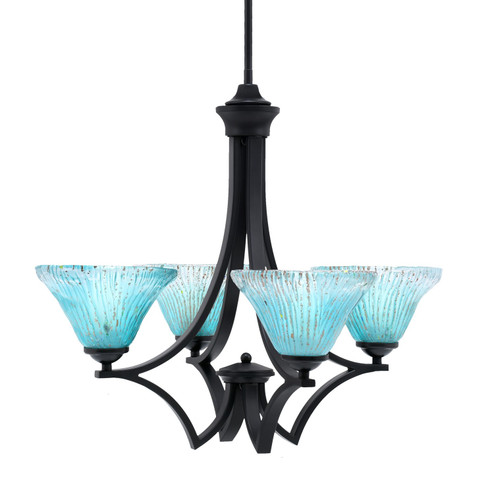 Zilo Four Light Chandelier in Matte Black (200|564-MB-458)