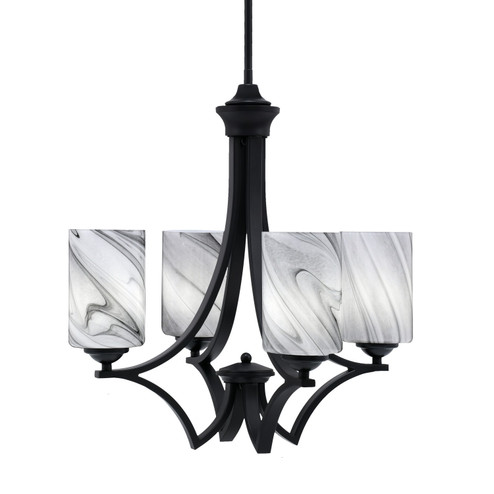 Zilo Four Light Chandelier in Matte Black (200|564-MB-3009)