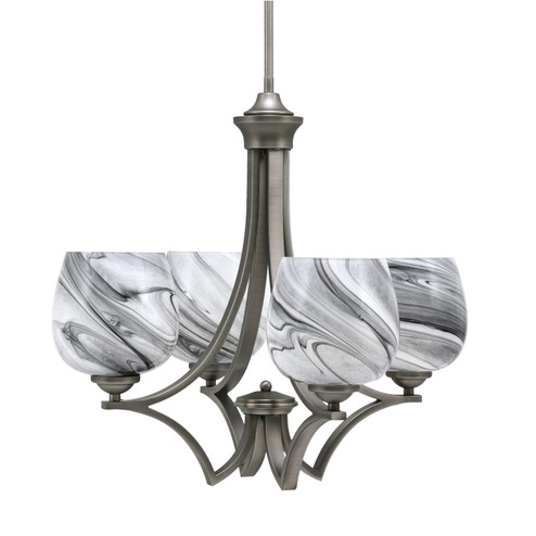 Zilo Four Light Chandelier in Graphite (200|564-GP-4819)