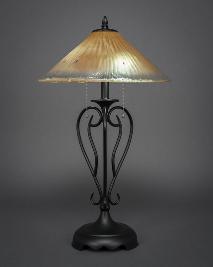 Olde Iron Two Light Table Lamp in Matte Black (200|42-MB-710)