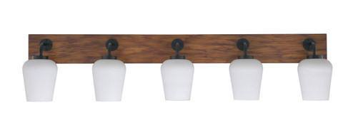 Oxbridge Five Light Bathroom Lighting in Matte Black & Painted Wood-look (200|1775-MBWG-211)