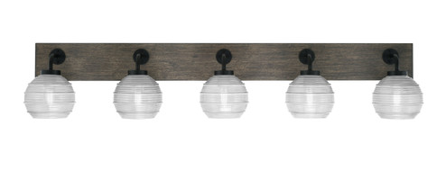 Oxbridge Five Light Bathroom Lighting in Matte Black & Painted Distressed Wood-look (200|1775-MBDW-5110)