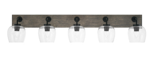 Oxbridge Five Light Bathroom Lighting in Matte Black & Painted Distressed Wood-look (200|1775-MBDW-4810)