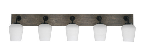 Oxbridge Five Light Bathroom Lighting in Matte Black & Painted Distressed Wood-look (200|1775-MBDW-211)