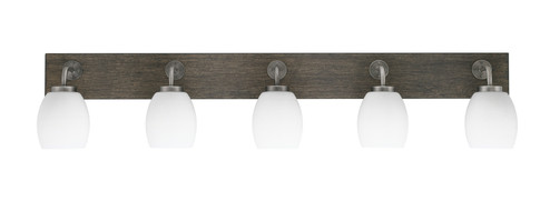 Oxbridge Five Light Bathroom Lighting in Graphite & Painted Distressed Wood-look (200|1775-GPDW-615)