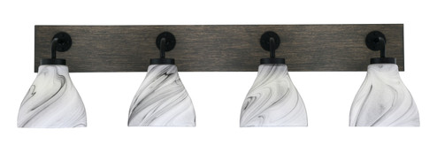 Oxbridge Four Light Bathroom Lighting in Matte Black & Painted Distressed Wood-look (200|1774-MBDW-4769)