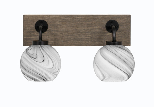 Oxbridge Two Light Bathroom Lighting in Matte Black & Painted Distressed Wood-look (200|1772-MBDW-4109)