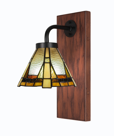 Oxbridge One Light Wall Sconce in Matte Black & Painted Wood-look (200|1771-MBWG-9345)