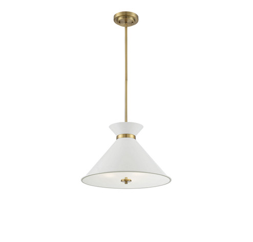 Lamar Three Light Pendant in White with Brass Accents (51|7-2416-3-160)