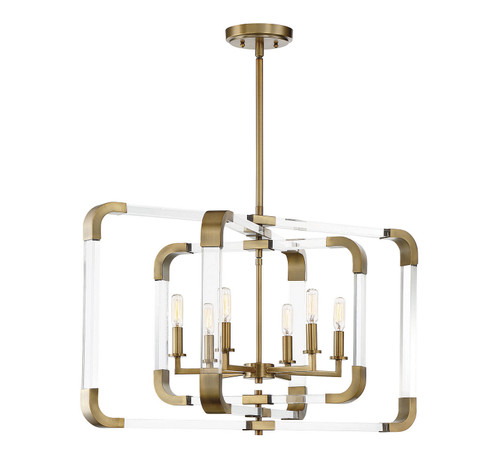 Rotterdam Six Light Pendant in Warm Brass (51|7-1660-6-322)