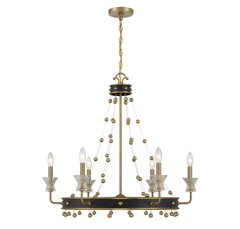 Iris Six Light Chandelier in Matte Black with Warm Brass (51|1-3804-6-143)