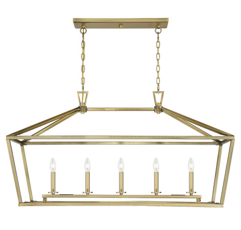 Townsend Five Light Linear Chandelier in Warm Brass (51|1-324-5-322)