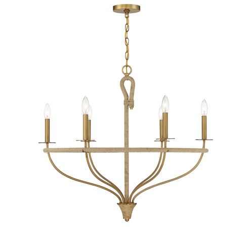 Charter Six Light Chandelier in Warm Brass and Rope (51|1-1823-6-320)