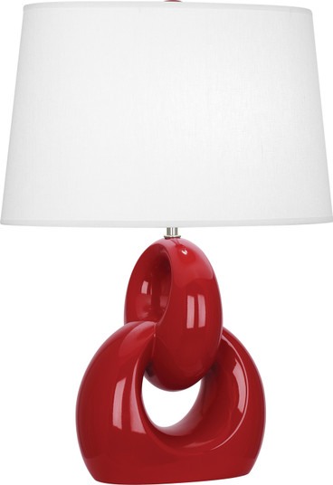 Fusion One Light Table Lamp in Ruby Red Glazed Ceramic w/Polished Nickel (165|RR981)