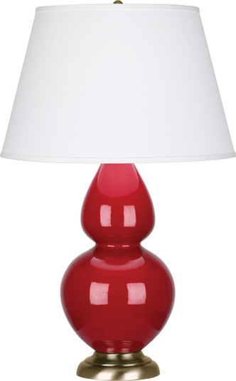 Double Gourd One Light Table Lamp in Ruby Red Glazed Ceramic w/Antique Brass (165|RR20X)
