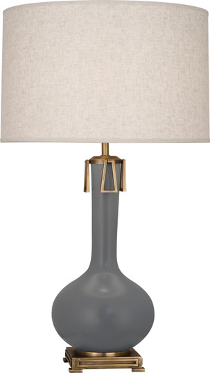 Athena One Light Table Lamp in Matte Ash Glazed Ceramic w/Aged Brass (165|MCR92)