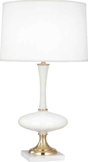 Raquel One Light Table Lamp in White Glass w/ Modern Brass & White Marble (165|480)