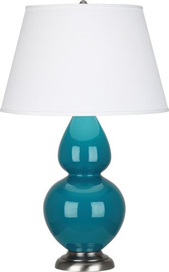 Double Gourd One Light Table Lamp in Peacock Glazed Ceramic w/Antique Silver (165|1753X)