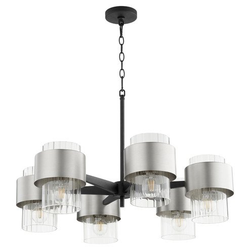 Epsilon Six Light Chandelier in Textured Black w/ Satin Nickel (19|683-6-6965)