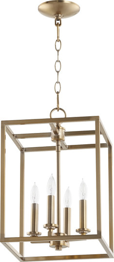 Cuboid Entries Four Light Entry Pendant in Aged Brass (19|6731-4-80)