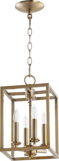 Cuboid Entries Four Light Entry Pendant in Aged Brass (19|6731-4-180)