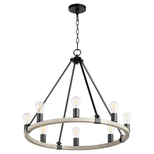 Paxton Eight Light Chandelier in Textured Black w/ Weathered Oak Finish (19|64-8-6941)