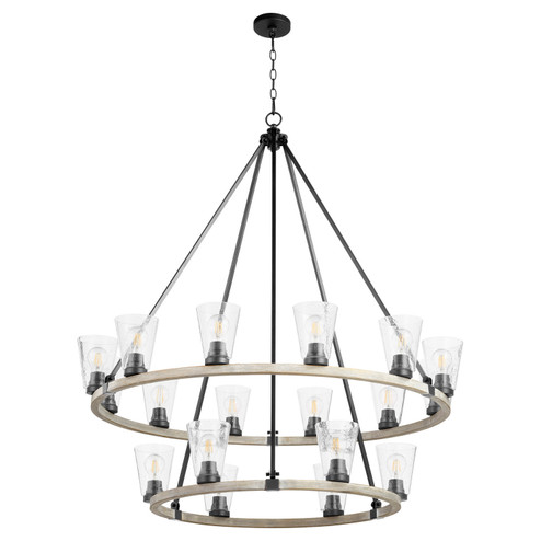 Paxton 18 Light Chandelier in Textured Black w/ Weathered Oak Finish (19|63-18-6941)