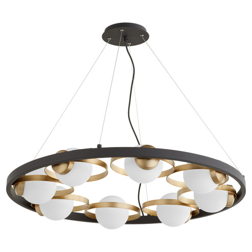 Nimbus Eight Light Chandelier in Textured Black w/ Aged Brass (19|606-8-6980)