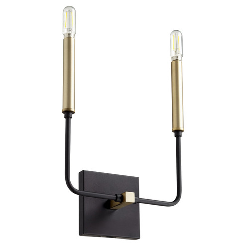 Lacy Two Light Wall Mount in Textured Black w/ Aged Brass (19|531-2-6980)