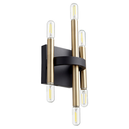 Luxe Six Light Wall Mount in Textured Black w/ Aged Brass (19|50-6-6980)