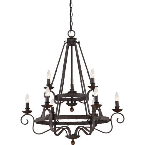 Noble Nine Light Chandelier in Rustic Black (10|NBE5009RK)