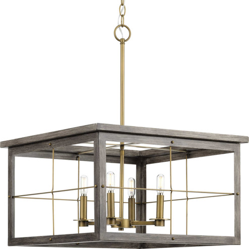 Hedgerow Four Light Chandelier in Distressed Brass (54|P400253-175)