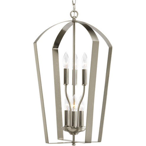 Gather Six Light Foyer Pendant in Brushed Nickel (54|P3929-09)