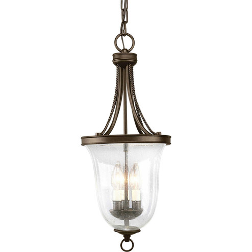 Seeded Glass Three Light Foyer Pendant in Antique Bronze (54|P3753-20)